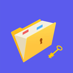 Folder lock icon. Data security and privacy concept. Safe confidential information. Concept for web page. Folder with files protected by password. Concept of Business Security, Data Protection 