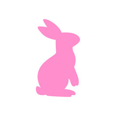 Obraz premium Vector pink sitting bunny silhouette. Minimal design for kids, spring holidays, Easter prints and animal-themed decorations.