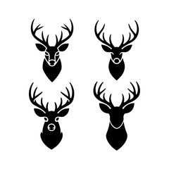 Deer head silhouette vector illustration with antlers and a wild nature theme