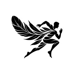 Vector silhouette of a flying eagle with wings spread, symbolizing freedom and nature