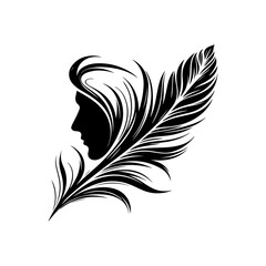 Floral silhouette of a woman and girl with decorative vintage elements