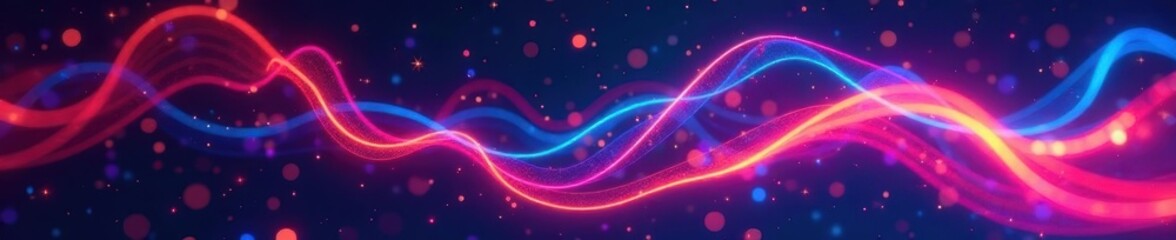 Obraz premium Fluid, multicolored light trails, swirling in darkness , abstract, digital