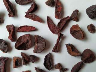 Adike or Areca Slices texture and pattern isolated on white background.