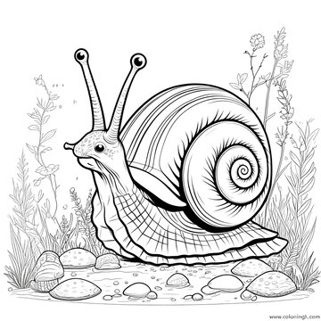 recommend clip art: snail coloring page for kids. little cute snail coloring book