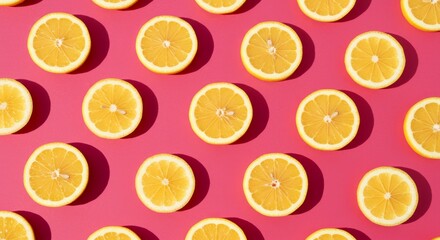 Lemon Slices on Pink Background