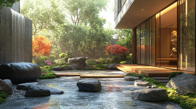 Modern Zen Garden Courtyard Design