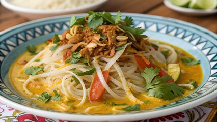 Burmese Khao Suey &ndash; Coconut Curry Noodles with Crispy Garlic and Fresh Herbs