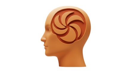 Isolated Head with Brain Cogwheel