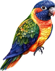 Obraz premium Watercolor vector illustration of colorful parrot on white background