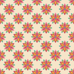 red and yellow ethnic elegant floral mandala motif seamless pattern for wallpaper, textile and tile