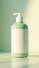 Sleek bottle of liquid soap on a soft surface highlighting its clean and modern design