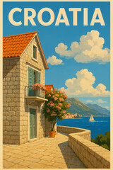 Charming Croatia Poster: Seaside Villa & Adriatic View