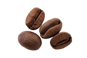 Close-Up Photograph of Coffee Beans on Transparent Background