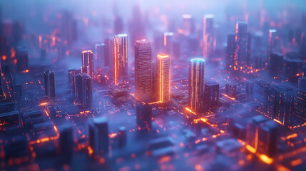 Fototapeta premium Neon Cityscape at Night