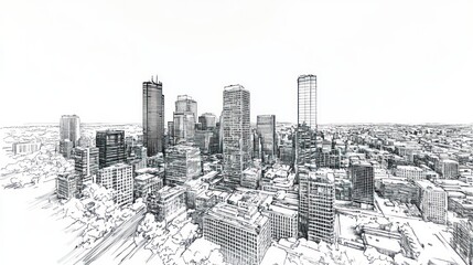 Sketch of a Modern City Skyline: An Architectural Masterpiece