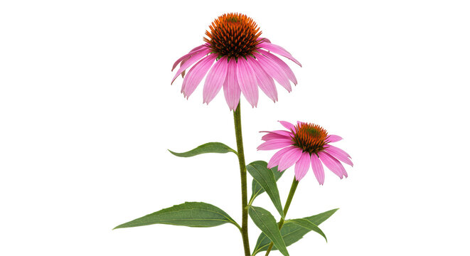 Isolated Purple Coneflower Echinacea on White - Powered by Adobe