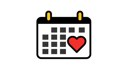 Isolated Calendar with Heart Love Date Planning