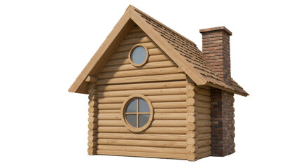 Isolated Cartoon Log Cabin
