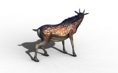 3d Illustration of A majestic deer stands gracefully, its fur gening in the light, showcasing intricate patterns and textures.