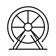 Fototapeta premium Hamster Wheel in Minimalistic Style with Black Lines 