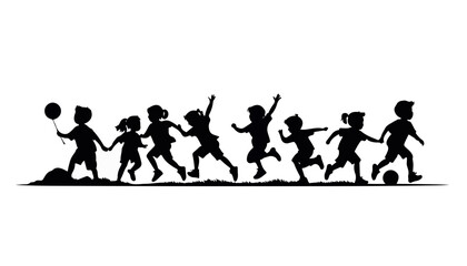 Group of Kids Running and Having Fun