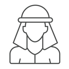 Arab man with suit and headwear thin line icon, arabian desert concept. Vector graphics. Muslim man avatar sign on white background, outline style icon for mobile or web design.