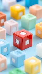 Colorful Cubes on Light Blue