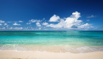 Fototapeta premium cinematic scene tropical beach with blue sky and clouds