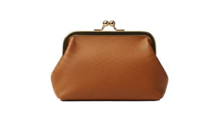 Isolated brown leather coin purse