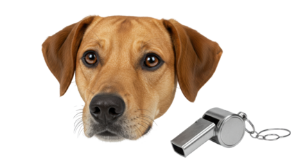 Isolated Dog Head with Whistle