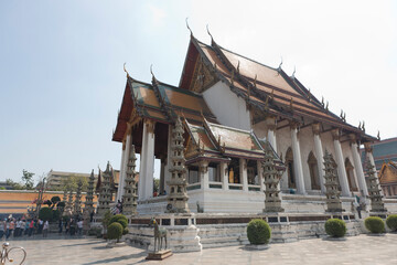 Naklejka premium Thailand Bangkok Wat Suthat Temple: On a cloudy winter day