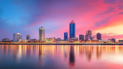 Fototapeta premium Stunning Sunset over Savannah, Georgia Skyline