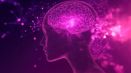 Obraz premium Illuminated Mind: A Digital Representation of Human Intelligence and Neural Connections
