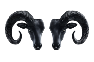 Black Ram Heads Illustration Isolated On Transparent Background Artwork