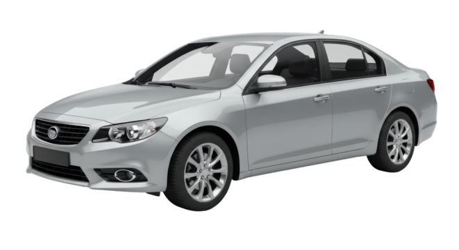 Isolated Modern Silver Car on White Background