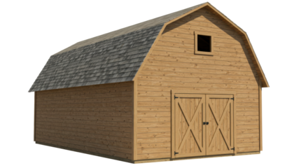 Isolated wooden barn with loft