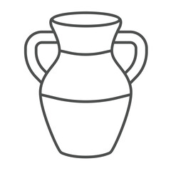 Antique clay vase thin line icon, arabian desert concept. Vector graphics. Clay vase, pottery product sign on white background, outline style icon for mobile or web design.