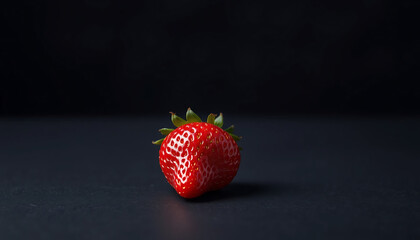Single Red Strawberry on Slate