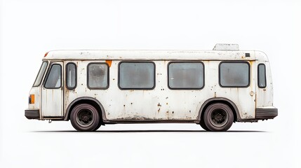 Weathered Vintage Bus in Profile View, Generative AI.