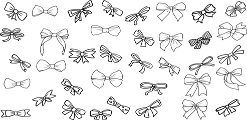 Hand drawn whimsical style bow's collection - vector set