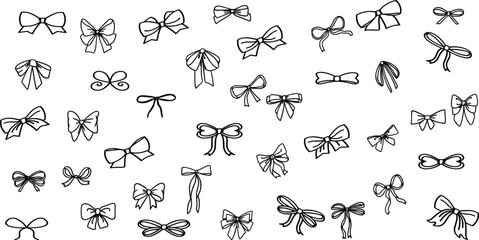 Hand drawn whimsical style bow's collection - vector set