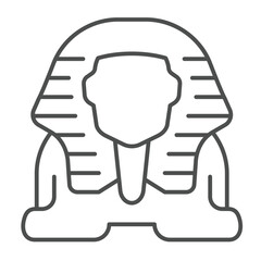 Swinx statue thin line icon, egyptian history concept. Vector graphics. Stone monument, culture sign on white background, outline style icon for mobile or web design.