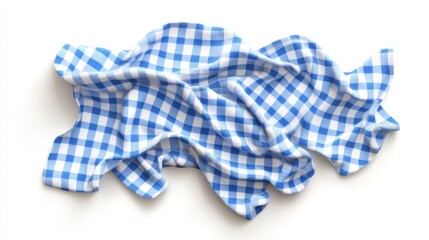 Detailed shot of blue and white checkered fabric with subtle natural creases