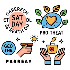 Hand-drawn Earth Day Badge & Sticker Pack