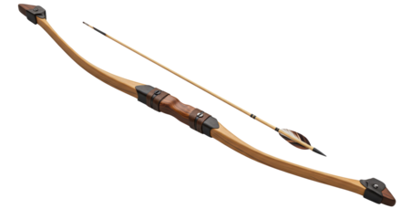 Isolated Wooden Bow and Arrow Archery Equipment