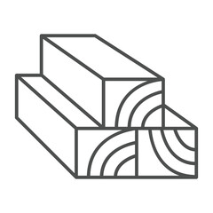 Three wooden planks thin line icon, forest industry concept. Vector graphics. Wood work with blank timbers, carpentry sign on white background, outline style icon for mobile or web design.