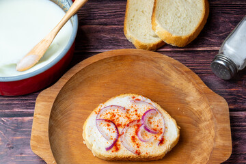 Hungarian food - bread with lard