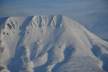 snow covered mountains, Svalbard, Spitsbergen, arctic circle
