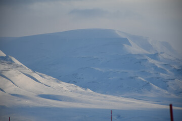 snow covered mountains, Svalbard, Spitsbergen, arctic circle