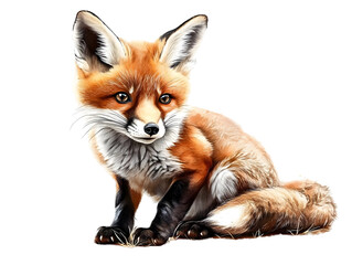 Obraz premium Cute Fox Illustration Sitting Isolated Against Transparent Background